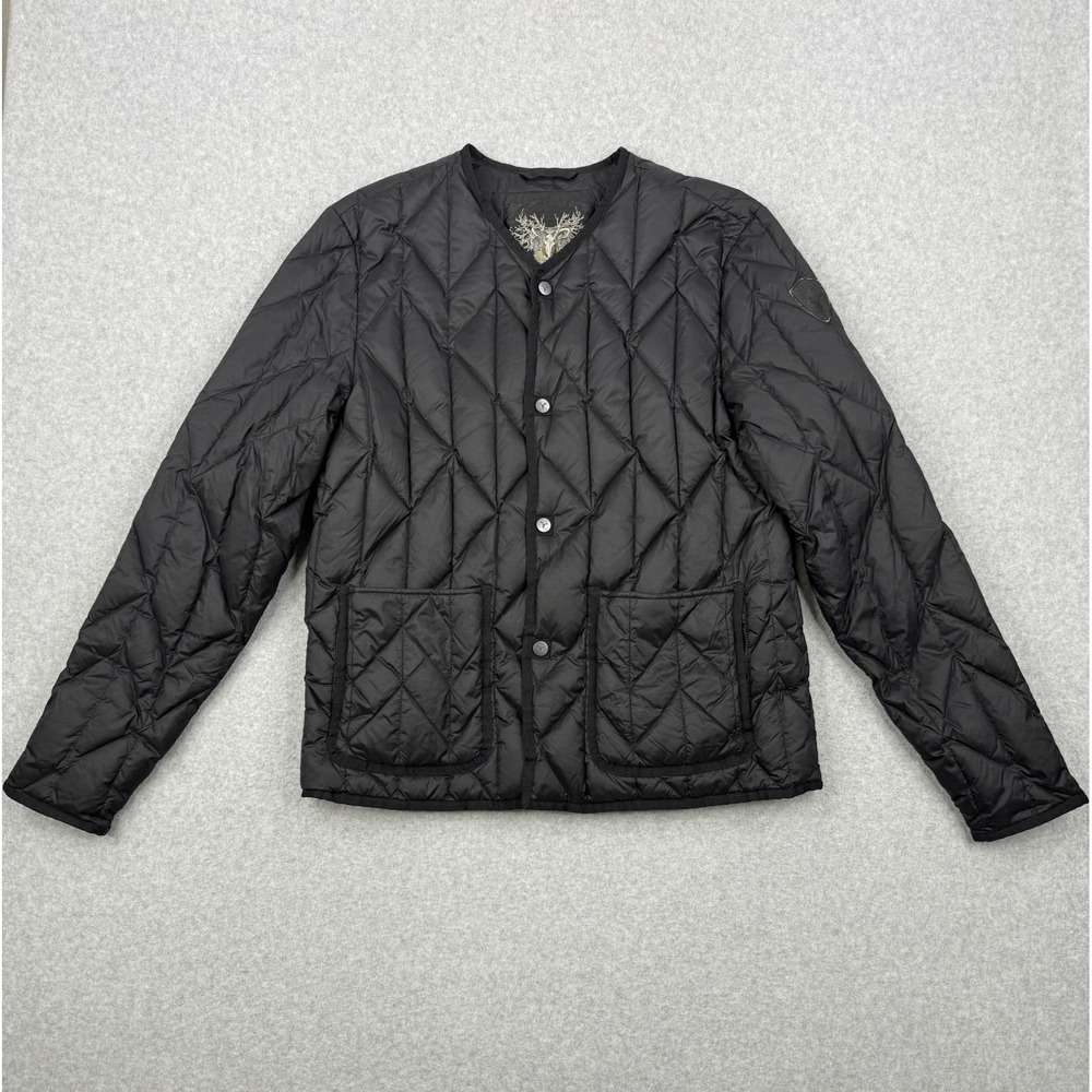 Nobis Jacket Mens Medium Black Goose‎ Down Quilted Puffer Insulated Snap Button